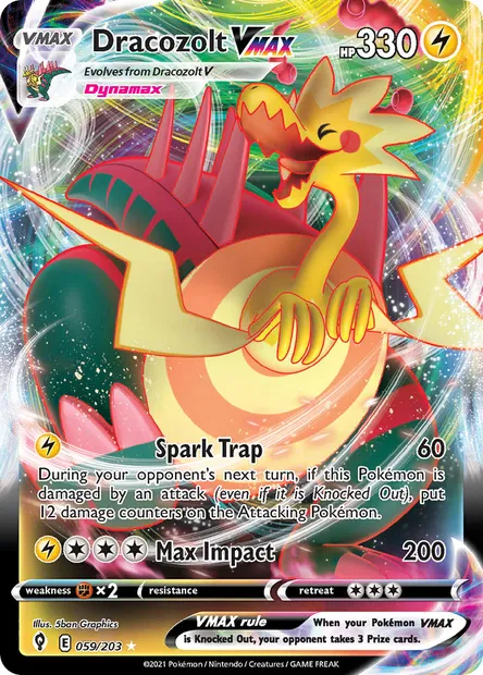 Dracozolt VMAX, Pokémon card EVS 59 — Evolving Skies set