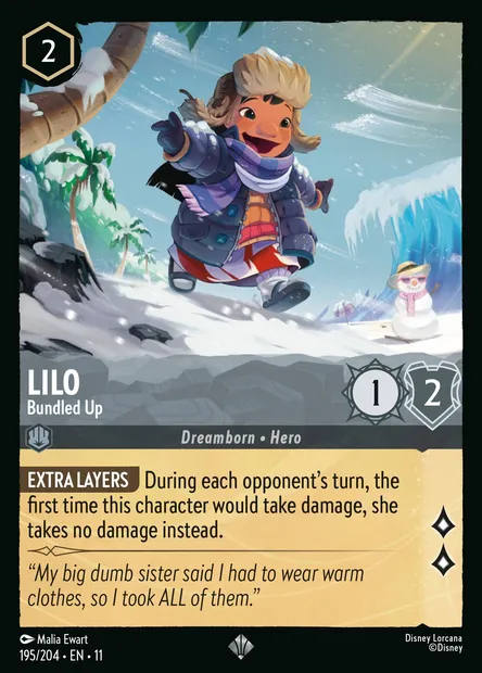 Lilo - Bundled Up, Disney Lorcana card CH11-195 — Winterspell set