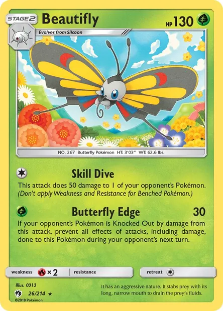 Beautifly, Pokémon card LOT 26 — Lost Thunder set