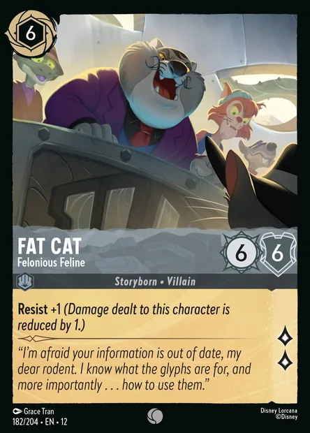 Fat Cat - Felonious Feline, Disney Lorcana card CH12-182 — Wilds Unknown set