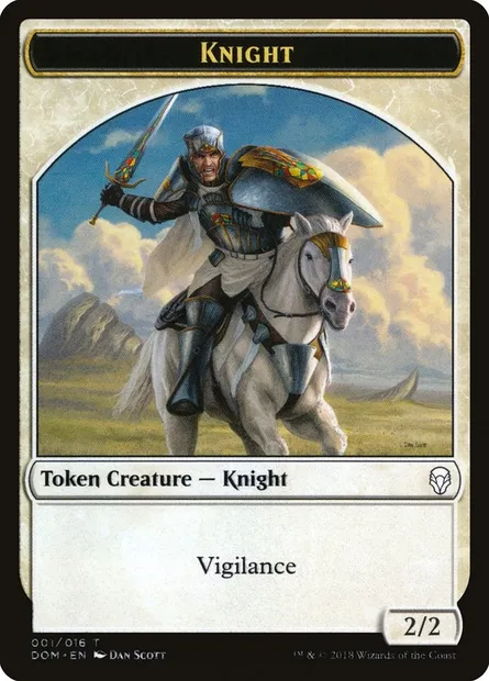 Knight, carte Magic TDOM 1 — extension Dominaria Tokens