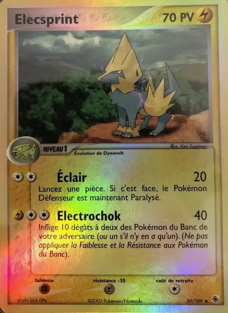 Élecsprint, carte Pokémon RS 39 — extension EX Rubis & Saphir