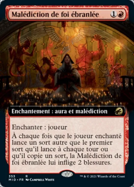 Malédiction de foi ébranlée, carte Magic MID 353 — extension Innistrad : chasse de minuit