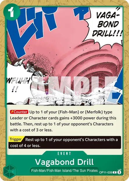 Vagabond Drill, One Piece card OP11-039 — A FIST OF DIVINE SPEED set