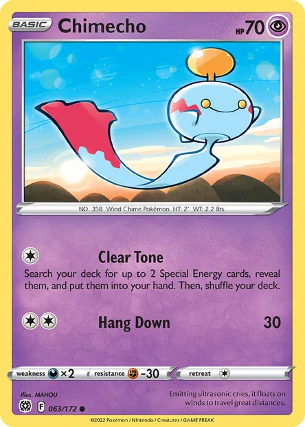 Chimecho, Pokémon card BRS 063 — Brilliant Stars set