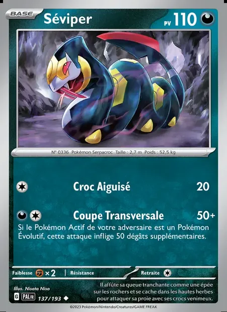 Séviper, carte Pokémon PAL 137 — extension Évolutions à Paldea