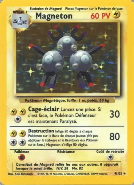 Magnéton, carte Pokémon BS 9 — extension Set de Base