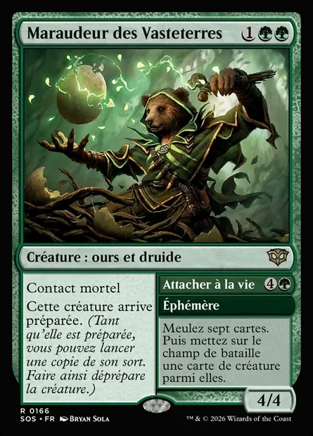 Maraudeur des Vasteterres // Bind to Life, carte Magic SOS 166 — extension Secrets of Strixhaven