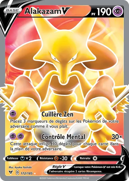 Alakazam V, carte Pokémon VIV 172 — extension Voltage Éclatant
