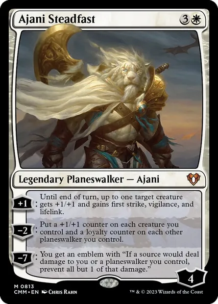 Ajani Steadfast, Magic card CMM 813 — Commander Masters set