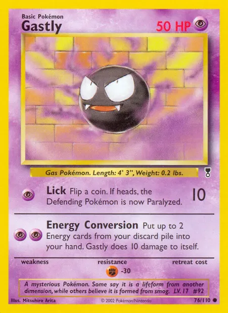 Gastly, Pokémon card LC 76 — Legendary Collection set