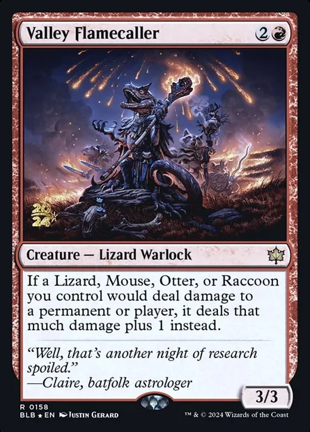 Valley Flamecaller, Magic card PBLB 158s — Bloomburrow Promos set