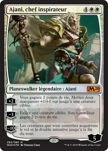 Ajani, chef inspirateur, carte Magic M20 282 — extension Core Set 2020