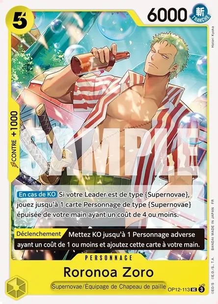 Roronoa Zoro, carte One Piece OP12-113 — extension L'HÉRITAGE DU MAÎTRE