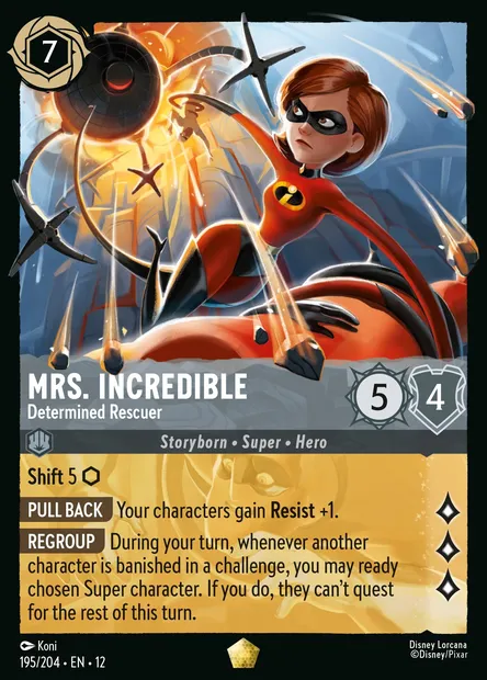 Mrs. Incredible - Determined Rescuer, Disney Lorcana card CH12-195 — Wilds Unknown set