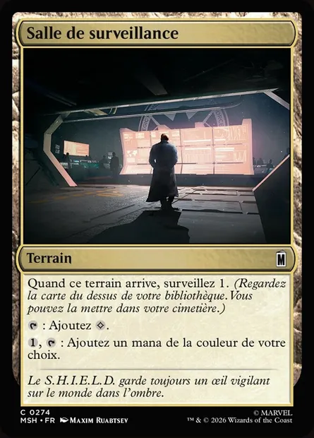 Salle de surveillance, carte Magic MSH 274 — extension Marvel Super Heroes