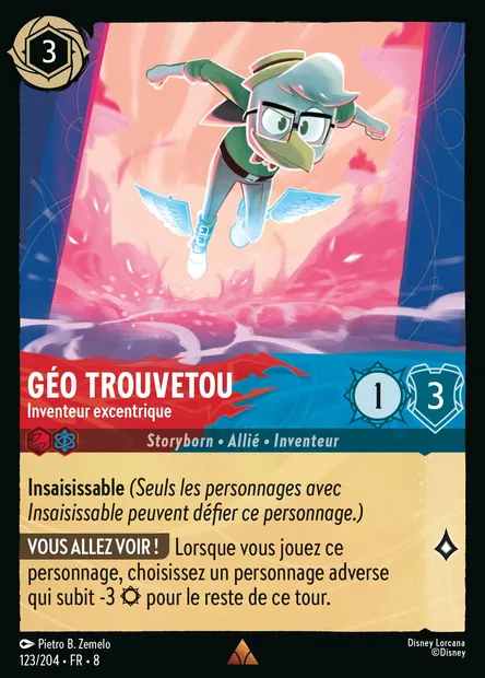 Géo Trouvetou - Inventeur excentrique, carte Disney Lorcana CH8-123 — extension Le Règne de Jafar