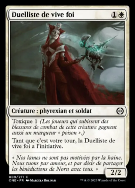 Duelliste de vive foi, carte Magic ONE 9 — extension Tous Phyrexians