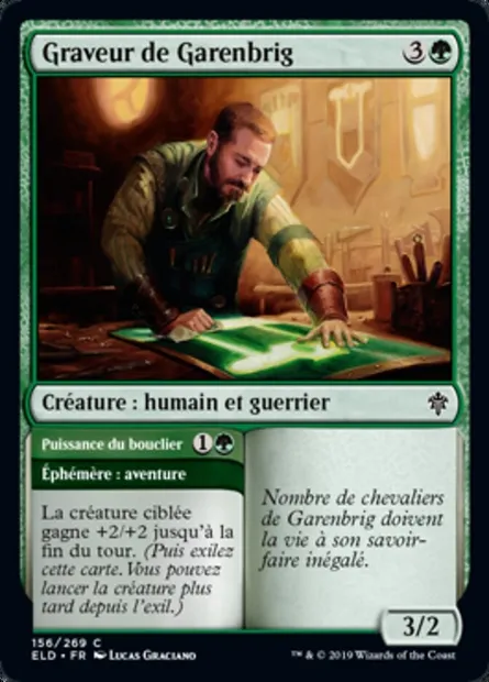 Graveur de Garenbrig // Puissance du bouclier, carte Magic ELD 156 — extension Throne of Eldraine