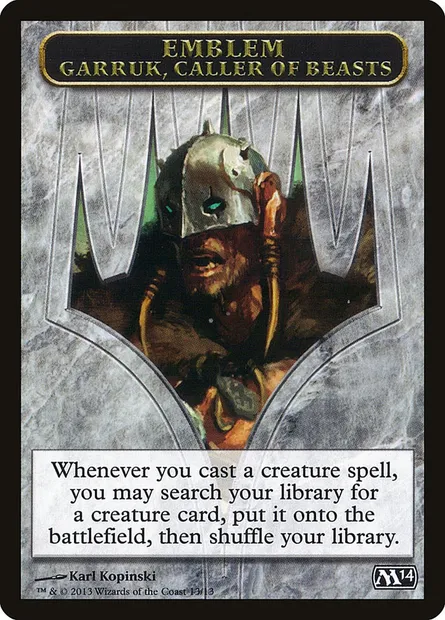 Garruk, Caller of Beasts Emblem, Magic card TM14 13 — Magic 2014 Tokens set