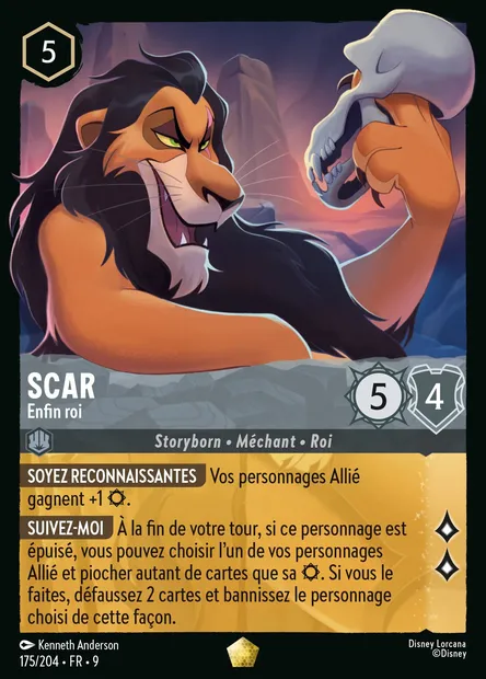 Scar - Enfin roi, carte Disney Lorcana CH9-175 — extension Fabuleux