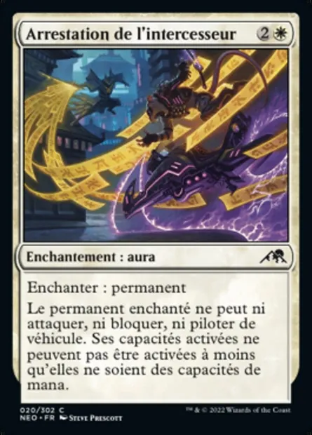 Arrestation de l'intercesseur, carte Magic NEO 20 — extension Kamigawa: La Dynastie Néon
