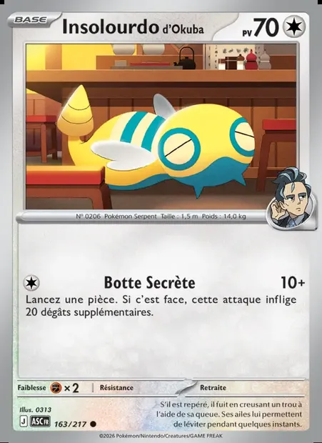 Insolourdo d'Okuba, carte Pokémon ASC 163 — extension Héros Transcendants