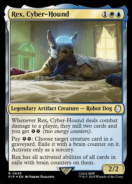 Rex, Cyber-Hound, Magic card PIP 645 — Fallout set
