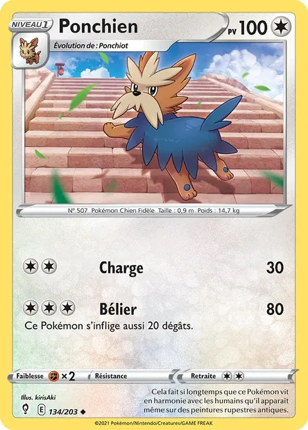 Ponchien, carte Pokémon EVS 134 — extension Évolution Céleste