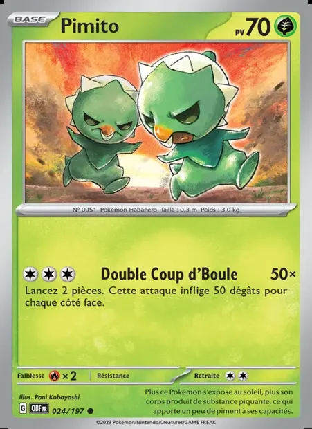 Pimito, carte Pokémon OBF 024 — extension Flammes Obsidiennes