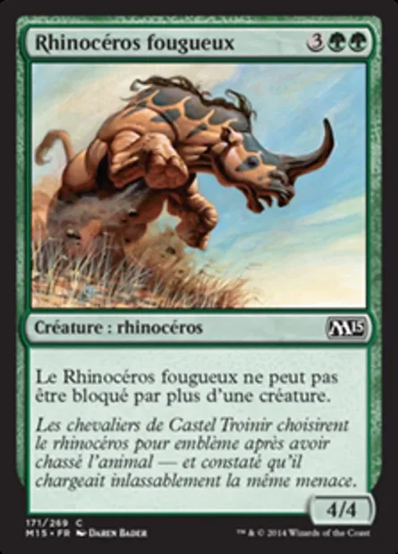 Rhinocéros fougueux, carte Magic M15 171 — extension Magic 2015