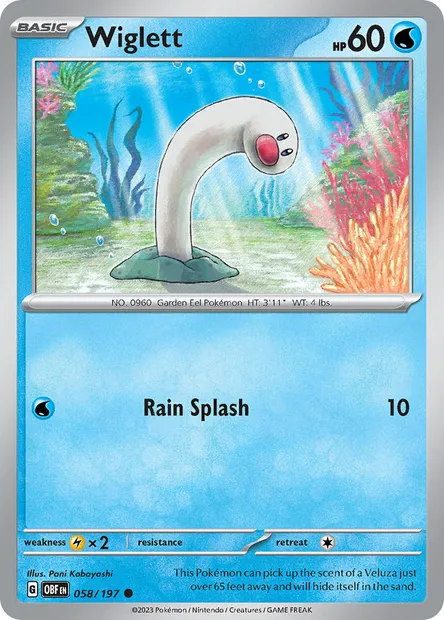 Wiglett, Pokémon card OBF 058 — Obsidian Flames set