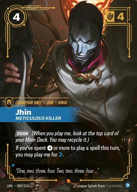 Jhin, Riftbound card UNL 089 — Unleashed set