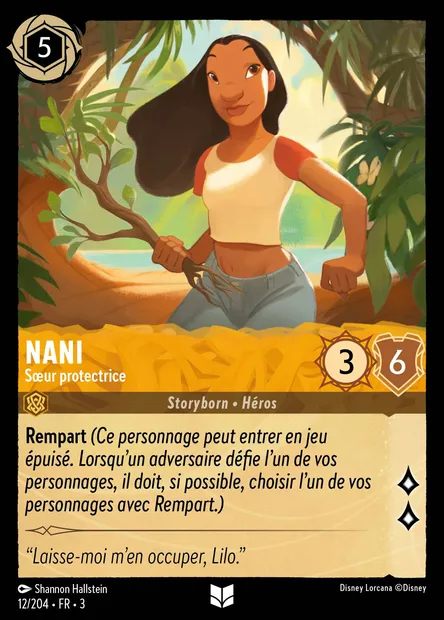 Nani - Sœur protectrice, carte Disney Lorcana CH3-012 — extension Les Terres d'Encres