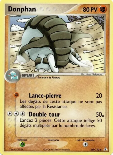 Donphan, carte Pokémon HP 40 — extension EX Fantômes Holon