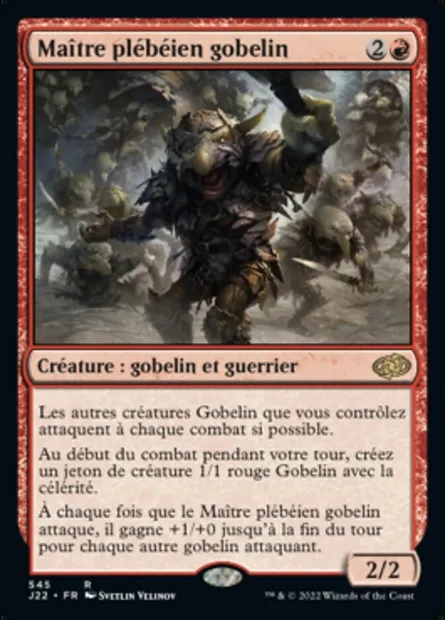 Maître plébéien gobelin, carte Magic J22 545 — extension Jumpstart 2022