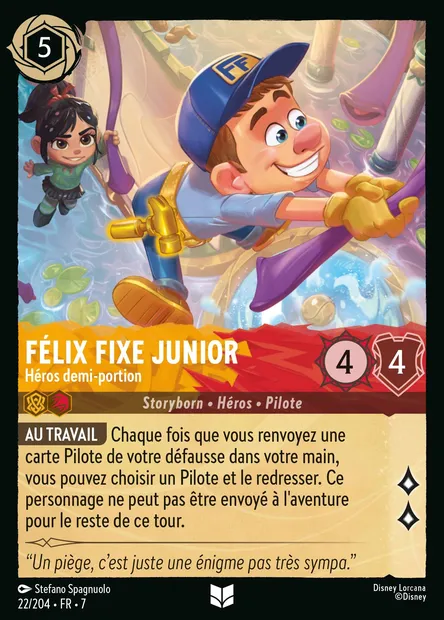 Félix Fixe Junior - Héros demi-portion, carte Disney Lorcana CH7-022 — extension L'île d'Archazia