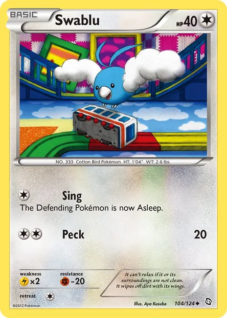 Swablu, Pokémon card DRX 104 — Dragons Exalted set