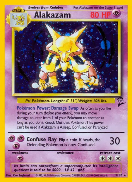 Alakazam, carte Pokémon B2 1 — extension Base Set 2