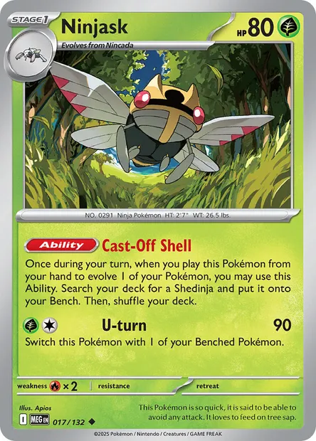 Ninjask, Pokémon card MEG 017 — Mega Evolution set
