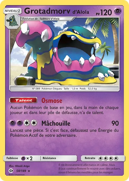 Grotadmorv d’Alola, carte Pokémon SUM 58 — extension Soleil et Lune