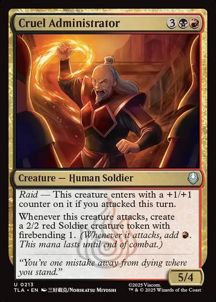 Cruel Administrator, Magic card TLA 213 — Avatar: The Last Airbender set
