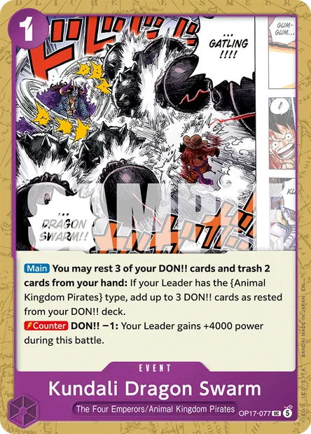 Kundali Dragon Swarm, One Piece card OP17-077 — THE WORLD’S STRONGEST WARRIORS set