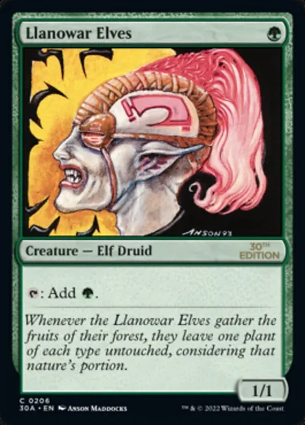 Llanowar Elves, Magic card 30A 206 — 30th Anniversary Edition set