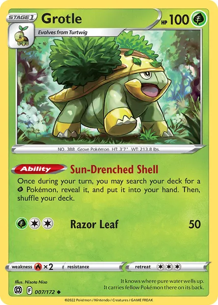Grotle, Pokémon card BRS 007 — Brilliant Stars set