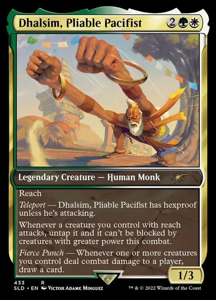 Dhalsim, Pliable Pacifist, carte Magic SLD 433 — extension Secret Lair Drop