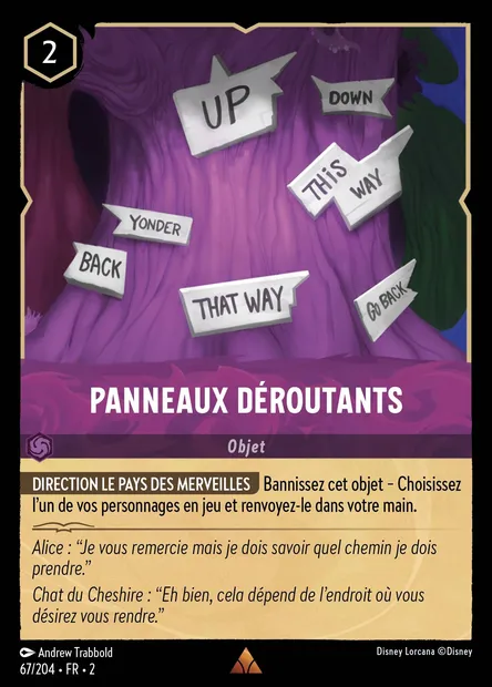 Panneaux déroutants, carte Disney Lorcana CH2-067 — extension L'Ascension des Floodborn