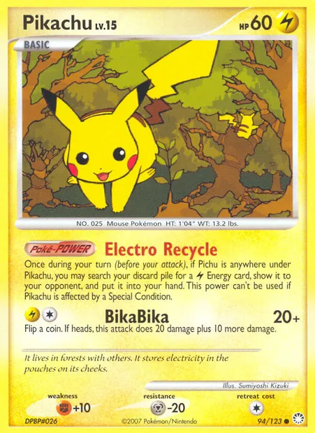 Pikachu, Pokémon card MT 94 — Mysterious Treasures set