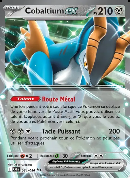 Cobaltium-ex, carte Pokémon CRI 064 — extension Chaos Ascendant