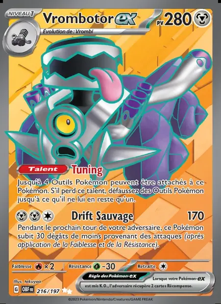 Vrombotor-ex, carte Pokémon OBF 216 — extension Flammes Obsidiennes